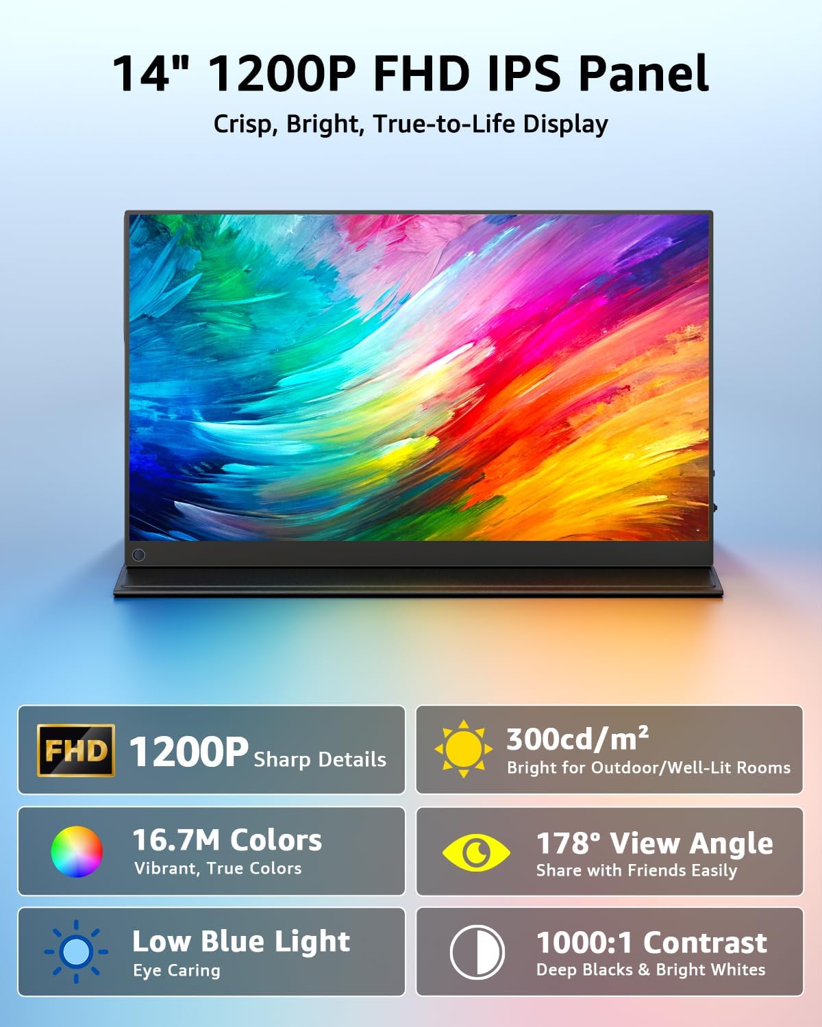 YODOIT Portable Monitor | 14” FHD 1200P